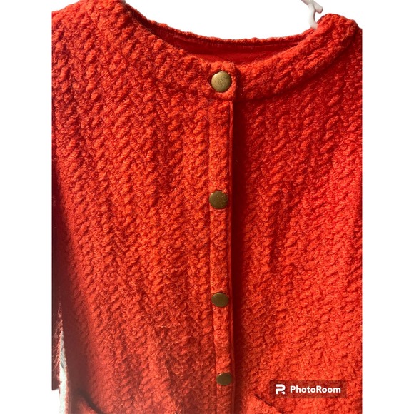Tabitha Blood Orange‎ Herringbone Wool Knit Jacket XS Anthropologie - Picture 8 of 9